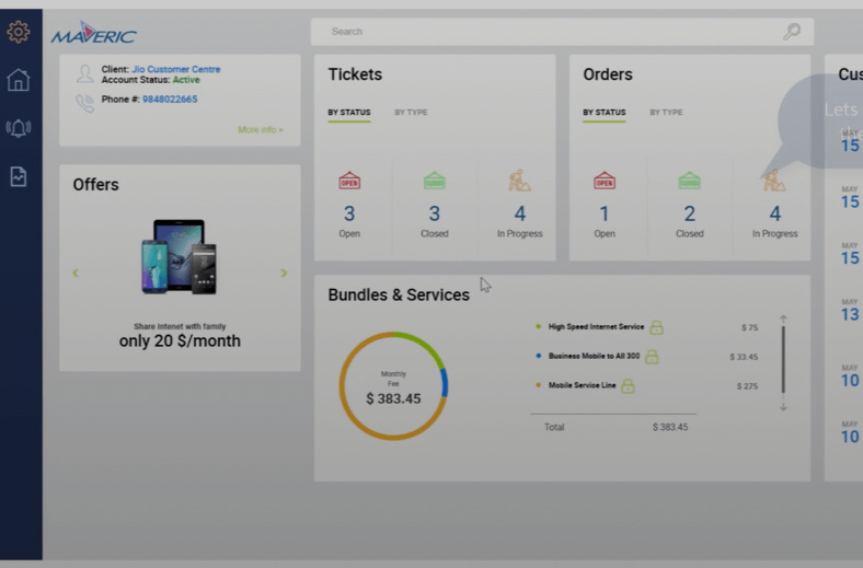 Customer 360 Dashboard powered by Siebel