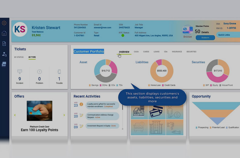 Siebel Customer 360 Dashboard for Banking